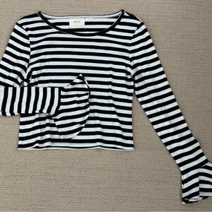 Anthropologie Black and White Striped Long Sleeve Tee